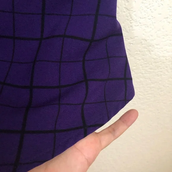 ELLE Womens Medium Sleeveless Peplum Asymmetrical Top Blouse Purple Checkers NWT - Picture 10 of 16